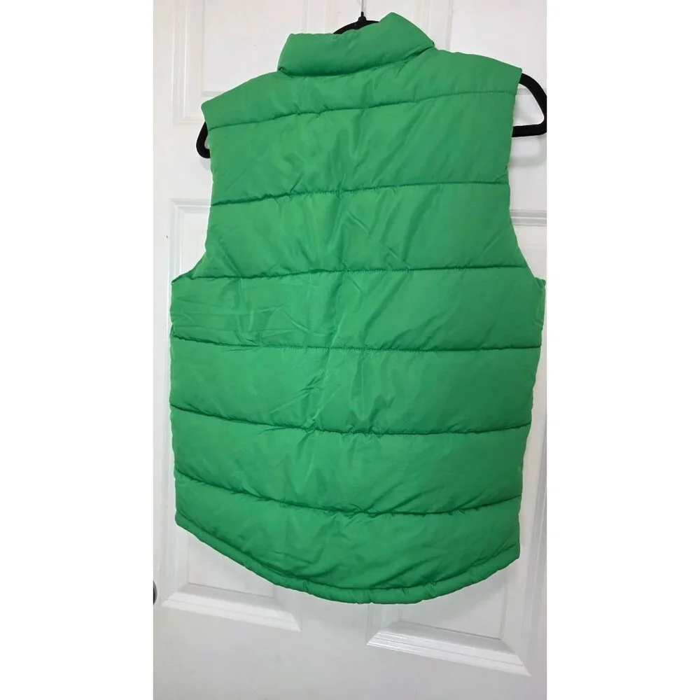 Gap Youth Green Quilted Puffer Vest Fleece Lining Outerwear Winter Warmth Size X
